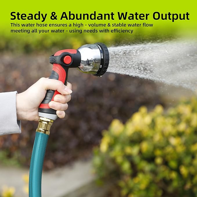 Worth Leader Short Garden Hose 3/4 in. x 10 ft. -Heavy Duty,Durable,Lightweight,Male to Female Fittings -No Kink Leakproof PVC Flexible Water Pipe -Brass Aluminum Ends for Household & Commercial-Green