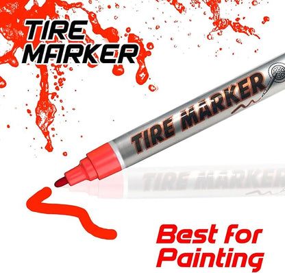 MC MOTOPARTS Permanent Color Tire Pen Marker Lettering Paint Drawing Tool Automotive Motorcycle Care 1 piece (Red)