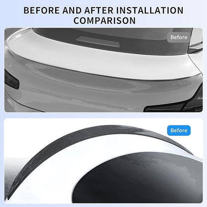 SHINELINERS Rear Spoiler for Tesla Model Y Juniper (Standard/Premium/Performance) 2025-2026, Carbon Fiber Pattern Trunk Wing, No-Drill Installation