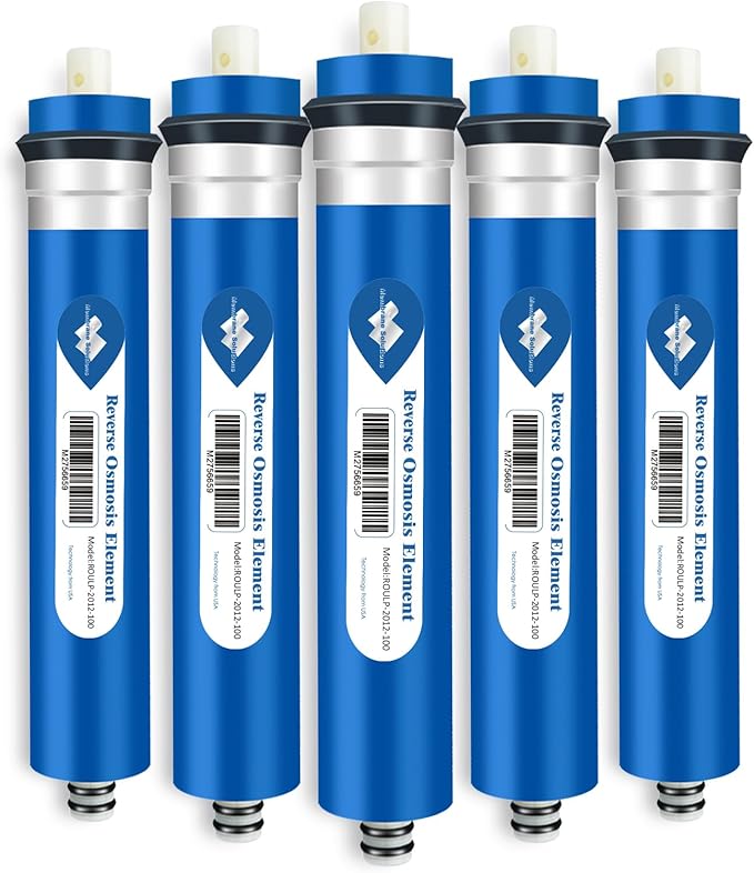 Membrane Solutions NSF/ANSI 58 Certified 100 GPD 11.75x1.75 Reverse Osmosis Membrane 5-Pack for Home RO Water Systems Maple Syrup DIY Aquariums