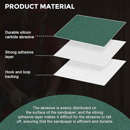 Kozelo 50 Pcs Sanding Discs 6 Inch 600 Grit Hook and Loop Orbital Sandpaper Suitable for Metal Wood Furniture DIY Grinding and Polishing, Green