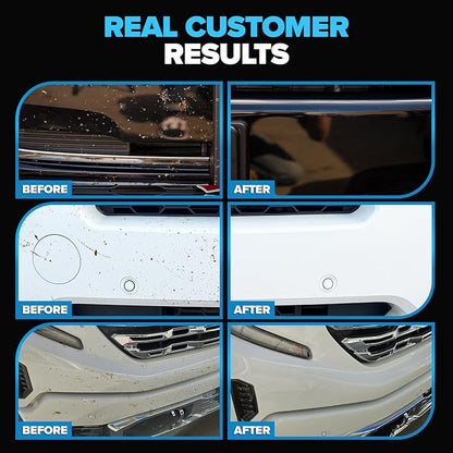 Carfidant Bug Remover for Cars Exterior - Car Bug Cleaner Spray with Ceramic Coating - Removes Bug Splatter & Bird Poop - Safe on Paint, Glass, Plastic, Metal - Windshield Pre Wash - 18 fl oz + Sponge