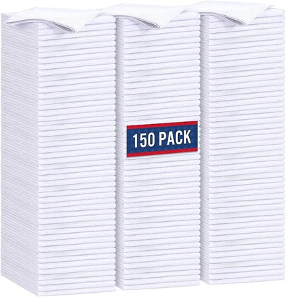 GLIMGLINT White Microfiber Cleaning Cloth, 150 Pack Cleaning Rags, Cleaning Towels with 3 Color Assorted, 14"X12"