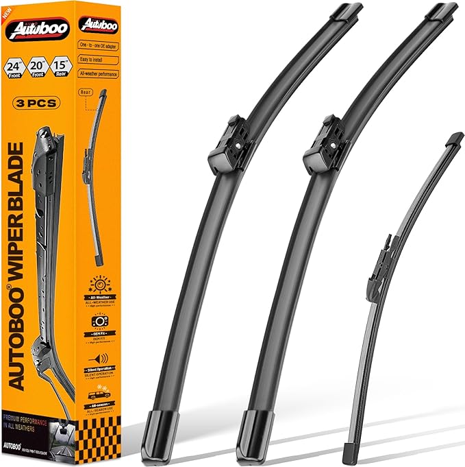 AUTOBOO 24"+20" Windshield Wipers Blades Replacement for Porsche Macan 2014-2024 with 15 Inch Rear Wiper Blade -Original Factory Quality (Pack of 3)