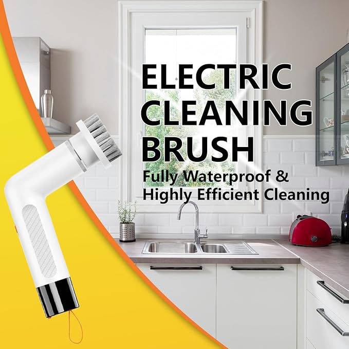 Cordless Electric Cleaning Brush – Compact & Portable, Long-Lasting Battery, Powerful Motor, Fully Waterproof. Perfect for Floors, Bathrooms, and Car Seat Crevices