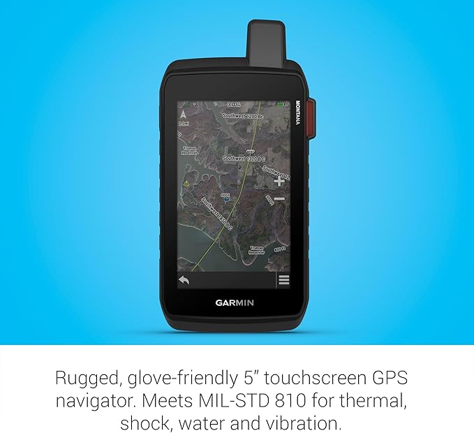 Garmin Montana® 710i, Rugged GPS Handheld Navigator with Built-in inReach® Technology for SOS and 2-way Texts in Remote Areas, 5” Touchscreen, Satellite Imagery and Maps for Routing on Roads or Trails
