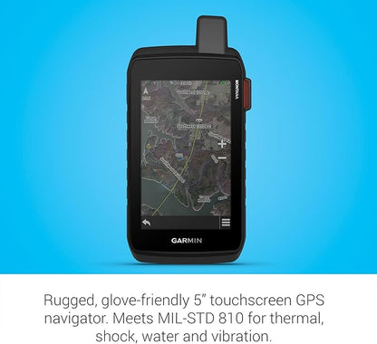 Garmin Montana® 710i, Rugged GPS Handheld Navigator with Built-in inReach® Technology for SOS and 2-way Texts in Remote Areas, 5” Touchscreen, Satellite Imagery and Maps for Routing on Roads or Trails
