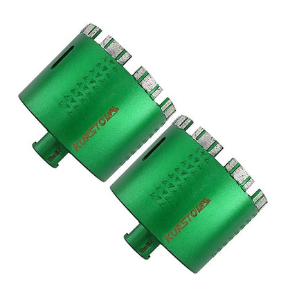 KURSTOL Diamond Core Drill Bits - 2pcs 4 Inch with 58-11 Thread Granite Hole Saw Dry or Wet Drilling Hard Stone Marble Concrete Quartz Countertop Laser Welded Masonry Coring(102mm)