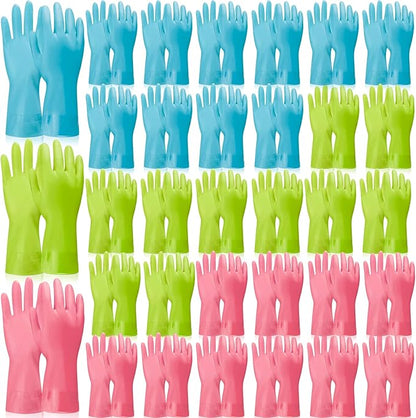 Gandeer 36 Pair Reusable Household Gloves Long Rubber Dishwashing Gloves Kitchen Cleaning for Dishes Clean Gardening