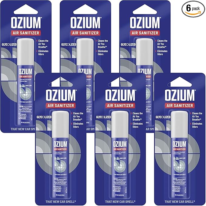 Ozium 0.8 oz. Air Sanitizer & Odor Eliminator for Homes, Cars, Offices and More, New Car Scent, Pack of 6