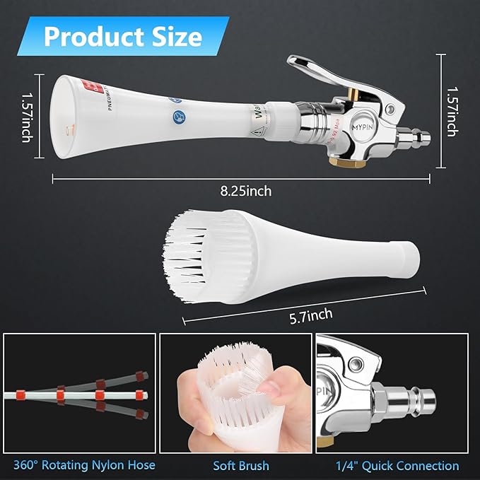 MYPIN Upgraded Car Cleaning Gun, 6-9.2Bar, High Pressure Air Blow Gun with 2 Set Nozzle, Interior Car Cleaning for Vehicle Upholstery Carpet Seat