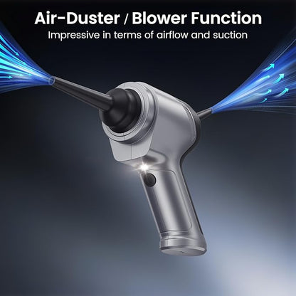 Hand Held Vacuum Car Vacuum Cleaner 18000PA High Power, 4-in-1 Air Duster & Air Blower & Pump Cordless Rechargeable Mini Small Shop Vac for Household Chores, Flooring, Car, Pet Hair