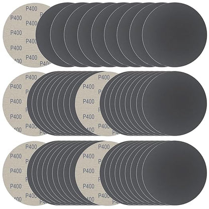 6 Inch 50 Pcs Wet Dry Sanding Discs Hook and Loop, 400 Grit Sandpaper Automotive Wood Metal Polishing & Sanding, Silicon Carbide Sand Paper for Random Orbital Sander (Grit 400)