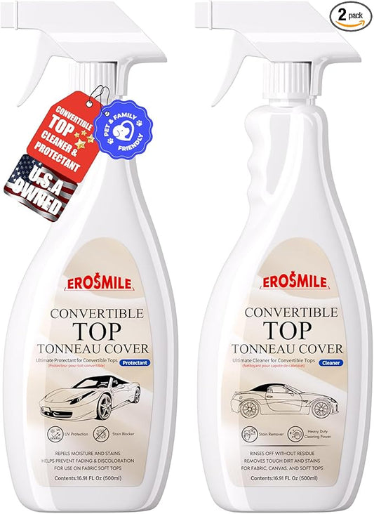Convertible Top Cleaner And Protectant Kit Use For Cleaning And Protecting The Automotive Soft Tops Of Fabric Construction.Deep-Penetrating Cleaning,Preventing Cracks, 2 Items,Total 32 OZ