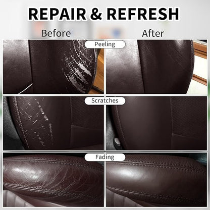8.5 OZ Leather Recoloring Balm with 100ML Leather Conditioner - Dark Brown Leather Repair Kit for Furniture, Leather Dye, Recolor, Renew, Repair & Restore Aged, Faded, Cracked, Peeling and Scuffed