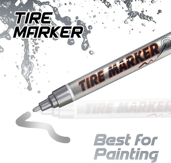 MC MOTOPARTS Permanent Color Tire Pen Marker Lettering Paint Drawing Tool Automotive Motorcycle Care 1 piece (Silver)