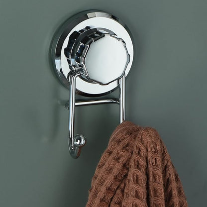 HASKO Suction Cup Hook for Shower, Stainless Steel Bathroom Suction Towel Hooks Hanger, Organizer for Towel, Bathrobe and Loofah, Includes Optional No Drill Adhesive Mount for Inside Shower, Chrome