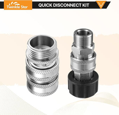 Twinkle Star Pressure Washer Adapter Set, Stainless Steel Quick Disconnect Kit, M22 14 mm Quick Connect Swivel to 3/8'' Quick Connect Fittings, 3/4" to Quick Release 8 Sets
