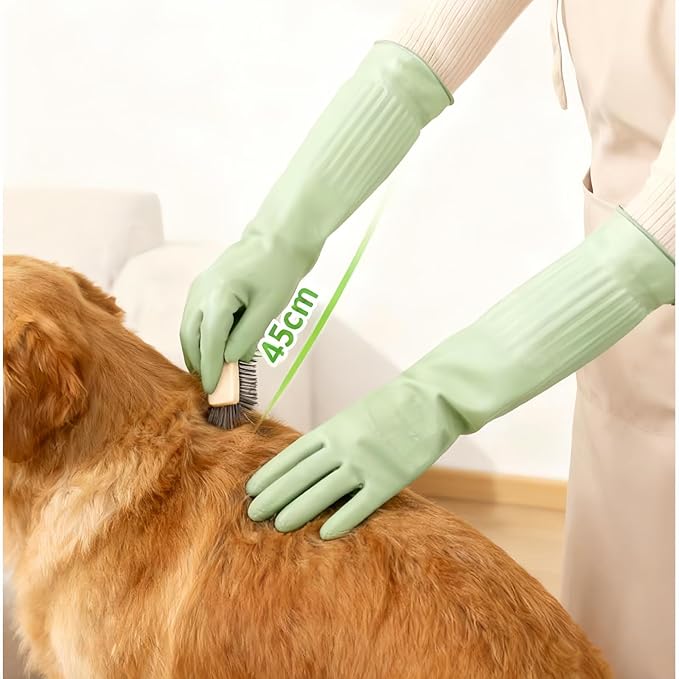 JINGLIKANG 18inch Household Cleaning Rubber Kitchen Dishwashing Waterproof Gloves, Long Durable Anti Slip Work Latex Gloves
