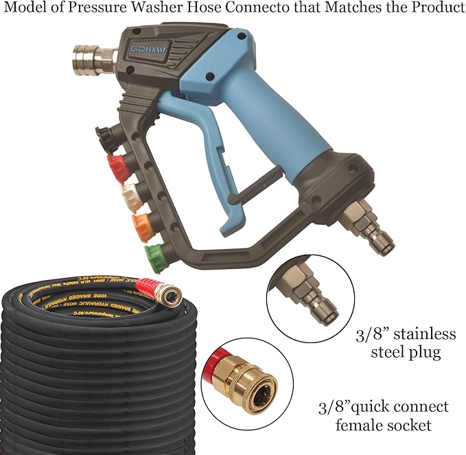 GDHXW Short High Power Pressure Washer Gun with Swivel, 5 Nozzle Loss Prevention Design 5000 PSI For Pressure Washer