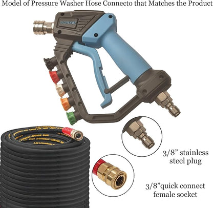 GDHXW Short High Power Pressure Washer Gun with Swivel, 5 Nozzle Loss Prevention Design 5000 PSI For Pressure Washer