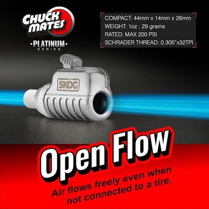 SKÖG Chuck Mates Platinum (2 Pack) Quick-Connect with Patented RatchetSeal Technology for Tire Inflators Open-Type