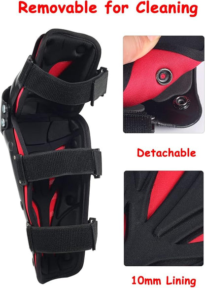 Motorcycle Knee Shin Guards, Long Leg Protection Crash Proof Motorcycle Knee Protection Bendable Adjustable MTB Knee Pads for Men Motocross Gear