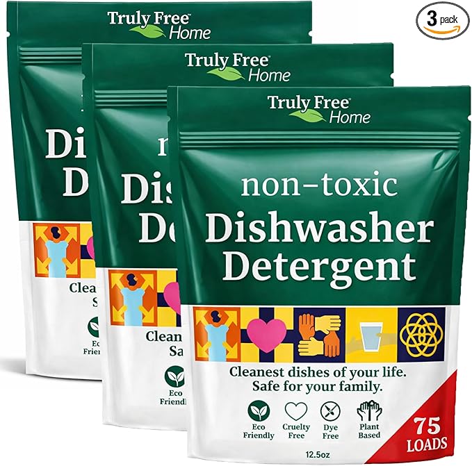 Truly Free Dishwasher Detergent Powder | Natural Dish Detergent, Dishwasher Soap | Plastic Free, Plant-Based, Clean, Heavy Duty Hard Water Stain & Grease Remover | Fragrance Free | 12.5 oz (Pack of 1)