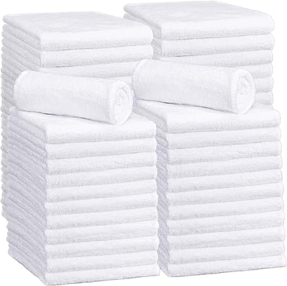 Shimeyao Imeyao 30 Pcs 16 x 16 Inch Edgeless Microfiber Plush Towels for Cars Detailing Drying Wash Polishing Absorbent Cleaning Cloths, 500 GSM (White, 30 Pcs)