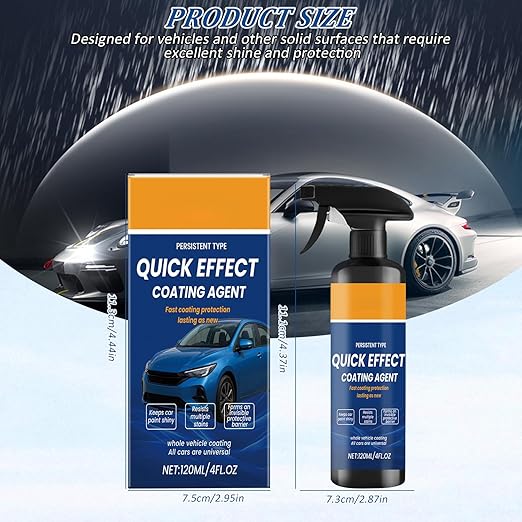2Pcs Advanced Car Quick-Acting Coating Agent Spray, Quick Effect Coating Agent for Vehicle, Car Scratch Wax Polish Sprays, Multi-Purpose Oil Film Emulsion Glass Cleaner with Sponge and Cloth