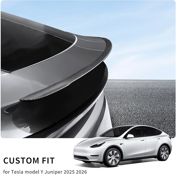 SHINELINERS Rear Spoiler for Tesla Model Y Juniper (Standard/Premium/Performance) 2025-2026, Carbon Fiber Pattern Trunk Wing, No-Drill Installation