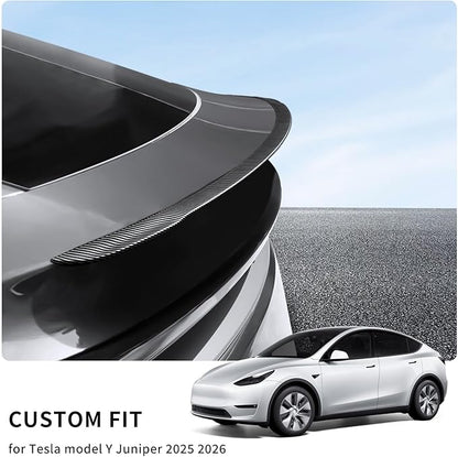 SHINELINERS Rear Spoiler for Tesla Model Y Juniper (Standard/Premium/Performance) 2025-2026, Carbon Fiber Pattern Trunk Wing, No-Drill Installation