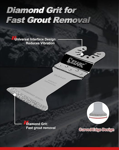 EZARC Diamond Oscillating Blade, Extra Long Reach Oscillating Multi Tool Saw Blades for Grout Removal, Cleaning Mortar, 3-Pack