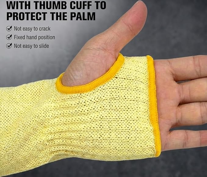 GOL-SIV Cut Resistant Sleeves With Thumb Hole,Thin Skin Arm Protection Sleeves And Bruising, kevlar Sleeves For Women, Men, Elderly(Yellow,11.8 in)