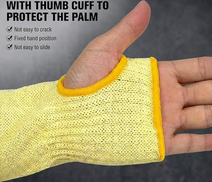 GOL-SIV Cut Resistant Sleeves With Thumb Hole,Thin Skin Arm Protection Sleeves And Bruising, kevlar Sleeves For Women, Men, Elderly(Yellow,11.8 in)