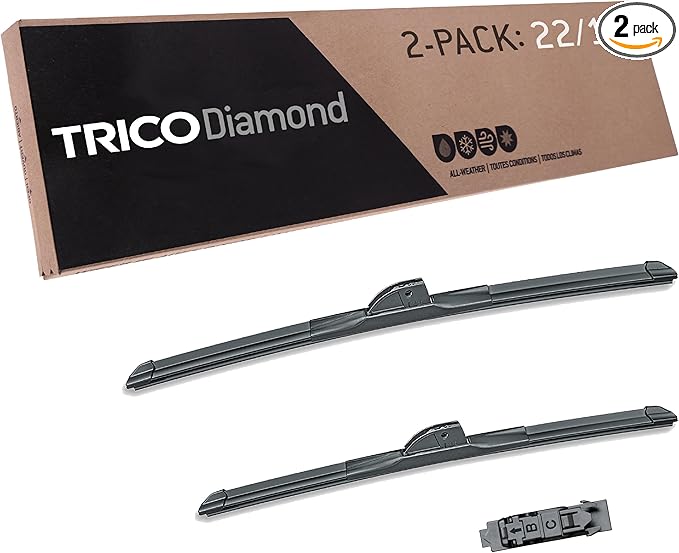 TRICO Diamond 22" + 19" Premium Automotive Replacement Windshield Wiper Blades (Set of 2), Passenger and Driver Side All-Weather Beam Wiper Blades for Select Vehicle Models
