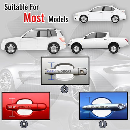WORCAS 4Pcs Universal 3D Carbon Fiber Car Door Handle Paint Scratch Protector Sticker Auto Door Handle Cups Protective Pad(M)