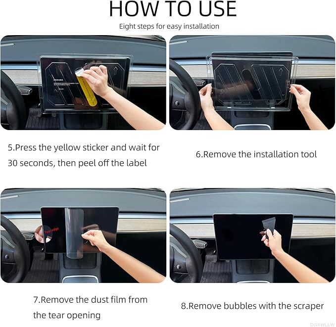DGXWLLW Screen Protector for Tesla Cybertruck 2024 2025 2026 with Alignment Kit, Front Back Tempered Glass Touch Screen Protective for Center Console Dashboard 9H Hardness Anti Glare Fingerprint HD Clear