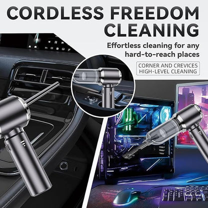 paeudomrf Car Vacuum Portable Cordless, 19000Pa Mini Vacuum Cleaner High Power 4-in-1 Compressed Air Duster Blower Pump Small Handheld Vacuum Cleaner Cordless Rechargeable for Car Home Office Desk