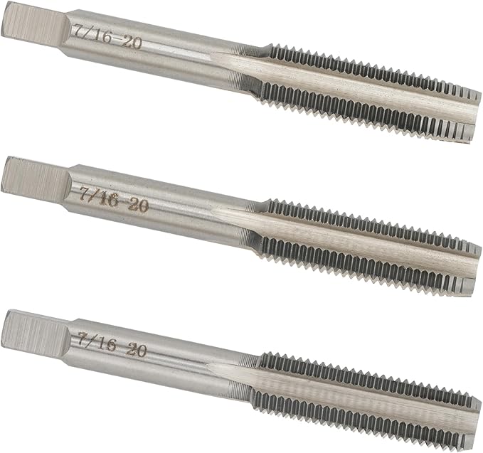 7/16"-20 UNF Hand Tap Right Hand, 7/16 x 20 Threading Hand Tap 3Pcs