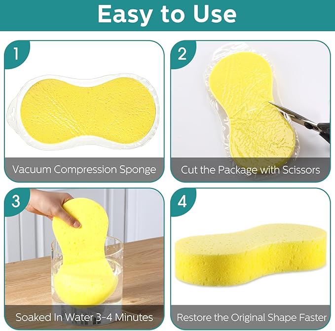 Dandat 20 Pcs Large Car Wash Sponge Multi Purpose Cleaning Scrubber Non Scratch Thick Dish Household Cleaning Sponge Foam Washing Pad Handy Scrubber for Car, Mix Colors
