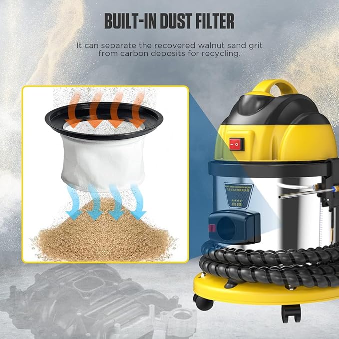 QPKING Walnut Sand DE-Carbon Cleaner HTS558 Walnut Blaster Cleaner Automotive Valvetronic System Carbon Deposition Cleaning Engine Intake Pipe Valve Clean Machine 110V/220V
