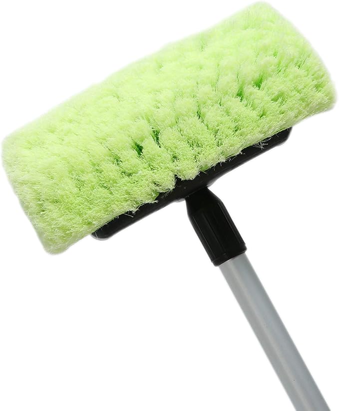 Forgrace Car Wash Brush 12" with Long Handle 60 Inch, Soft Bristle Scrub Brush for Car, Truck, Boat, RV, House Siding, Deck Camper Exterior Washing Cleaning Tool Green