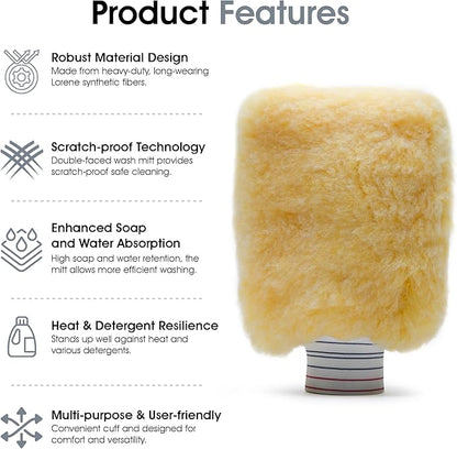 SM Arnold Spun Gold™ Professional Car Wash Mitt 2-Pack - Durable, Scratch-Resistant, 8" x 11", Lorene Synthetic Fibers | for Auto Detailing, Cleaning Supplies, Vehicle Care & Maintenance