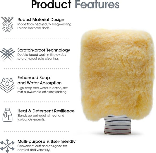 SM Arnold Spun Gold™ Professional Car Wash Mitt 2-Pack - Durable, Scratch-Resistant, 8" x 11", Lorene Synthetic Fibers | for Auto Detailing, Cleaning Supplies, Vehicle Care & Maintenance