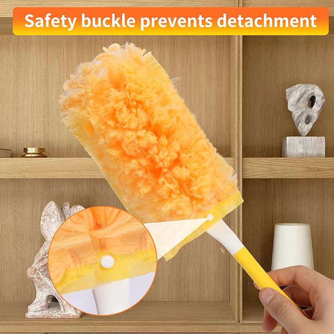50 Count Larger Size Duster Refills for Swiffer Dusters with 1 Handle - Multi-Surface Feather and Microfiber Duster Disposable Alternative, Heavy Duty Cleaning Kit for Home, Furniture, Blinds and Vent