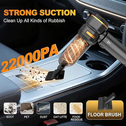 KedeeSparkle Handheld Car Vacuum Cleaner, 4-in-1 Cordless Vacuum Cleaner, 22000 PA High Power Portable Car Vacuum with Brushless Motor, for Home, Office, Camping (Black Golden)