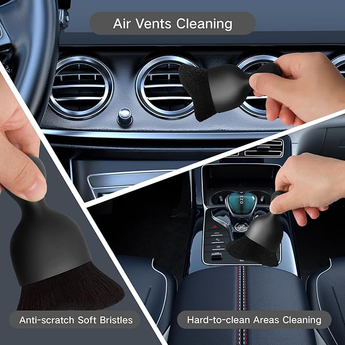 10pcs Windshield Cleaner Tool, Car Window Cleaning Wash Kit with 4 Reusable Microfiber Pads 1 Spray Bottle and Extendable Handle Auto Glass Wiper Kit, Gray