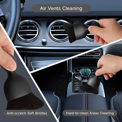 Qydipclin 10pcs Windshield Cleaning Tool Inside Car Window Cleaner Wash Kit with 4 Reusable Microfiber Pads 1 Spray Bottle and Extendable Handle Interior Auto Glass Wiper Kit, Gray