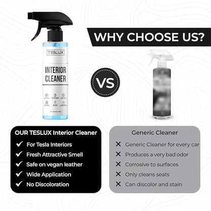 Interior Cleaner For Tesla White & Black Vegan Leather - Stain Remover - Solution for Complete Interior Cleaning - Ideal for Seats, Doors, Console, Dash - Accessories For Tesla Model 3, Y, S, X